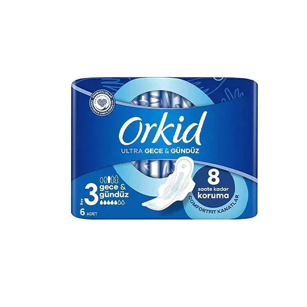 نوار بهداشتی بالدار مشبک نازک ضد حساسیت روز و شب اورکید مدل Ultra Gece & Gunduz با جذب بالا سایز 3 بسته 6 عددی - تصویر 2